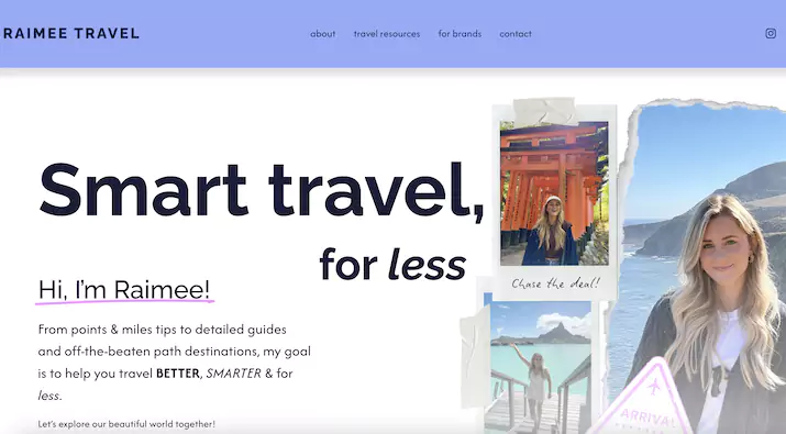 Raimee travels blog screenshot